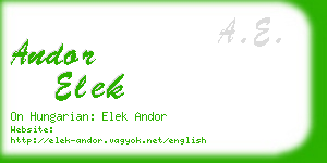 andor elek business card